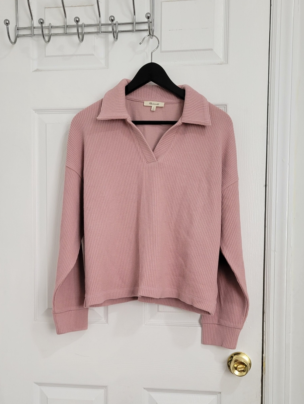 Madewell Ribbed Polo Sweater - Dusty Pink